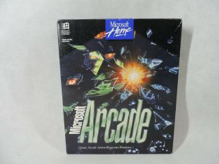 Vintage 1993 Microsoft Arcade 3.  5 " Disk Game Big Box Complete