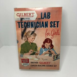 Vintage Gilbert Lab Technician Set For Girls Advertising Metal Tin Box 13120