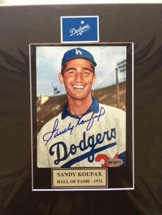 Sandy Koufax Autograph 4x6 Matted To 8x10 Color Photo W/coa