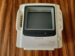 Vintage Sony Mega Watchman Portable Tv Am/fm Radio Fd - 525 B&w -