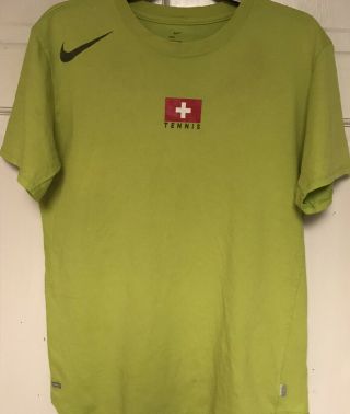 Nike Dri - Fit Vtg Roger Federer Rf Swiss Double Sided Tennis T - Shirt,  Mens M