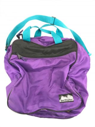 Retro 90s Sport Graphics Teal Purple Ski Boot Bag Vintage 1990s 9”x14 " X17” Wnt2