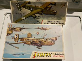 2 Vtg.  Airfix 1/72 Consolidated B - 24 J Liberator Kits - - Complete From The 1960s