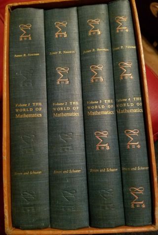 1956 The World Of Mathematics James Newman Einstein Slipcover Hardcover 4 Vl Set