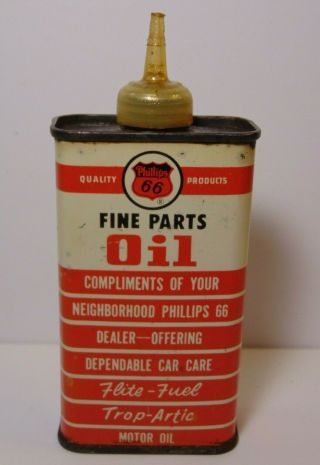Old Vintage 1950s Phillips 66 Gas Oil Can Tin 4 Oz Oiler Bartlesville Oklahoma