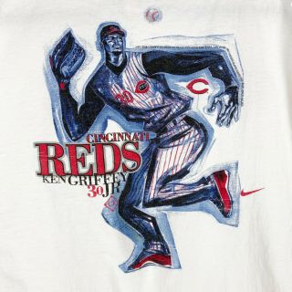 Vintage Cincinnati Reds T - Shirt Ken Griffey Jr Mens White Graphic Mlb Baseball L