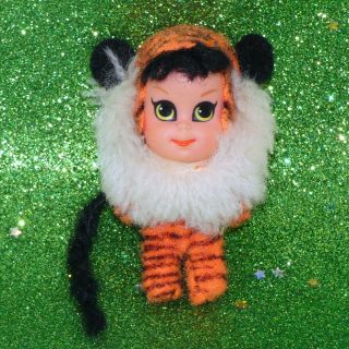Vintage Mattel Liddle Kiddle Orange Tiny Tiger Zoo Animiddle Holiday Pin Doll