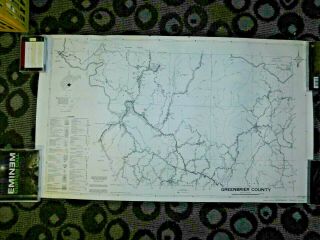 1957 Greenbrier County West Virginia Wv Map 30.  5 " X 18 " Vtg