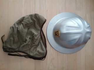Vintage B.  F.  Mcdonald Co.  Full Brim Aluminum Hard Hat With Winter Liner