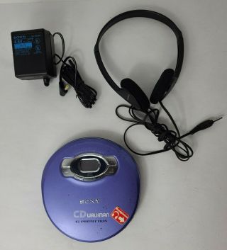 Vintage Sony Purple Portable Cd Walkman G - Protection Model D - Ej611
