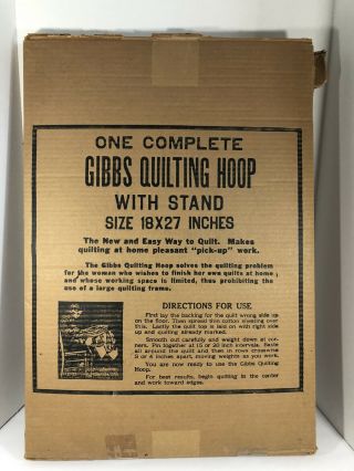 Vintage Gibbs Quilting Hoop With Stand 18 X 27