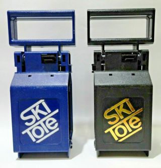 Vintage 2 Ski Tote Carrying Handle Locking System For Skis & Poles Black/blue