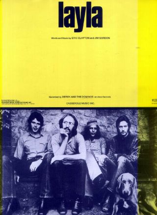 Derek & Dominos 1970 Layla Sheet Music 4 Pages Eric Clapton Rare Vintage