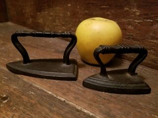 Vintage Antique Miniature Sad Irons,  Pair,  Cast Iron Salesman Sample/childs Size