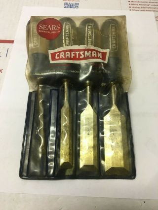 Vintage Craftsman 4pc Wood Chisel Set 36831 Crown Logo Made In Usa