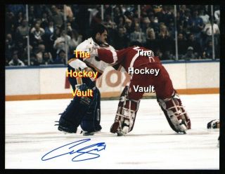 Curtis Joseph Blues 31 Fights Cheveldae Red Wings Signed 11x14 Famous Fight
