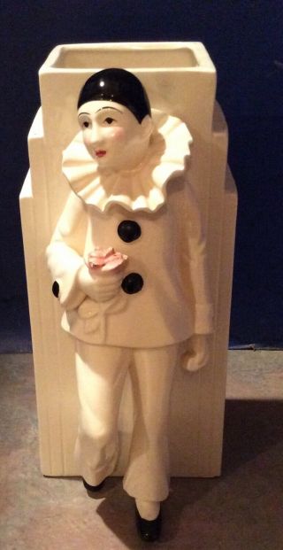 Vintage Taste Setter Sigma Harlequin Clown Ceramic Pierrot Vase