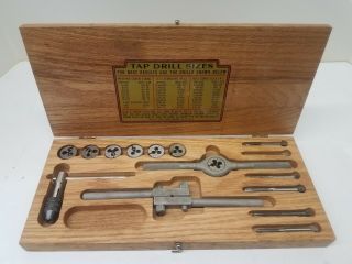 Vintage Ace Tap & Die Set 613 W/ Wood Box By Henry L Hanson
