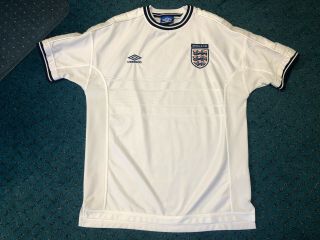 Vintage 90s Umbro England Soccer Jersey Fifa White Blue Men 