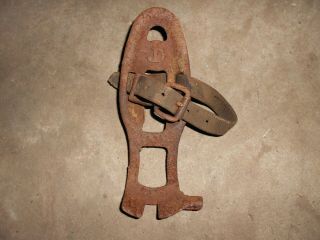 Vintage Cast Iron John Deere Machinery Foot Pedal W/ Strap,  Early Implement