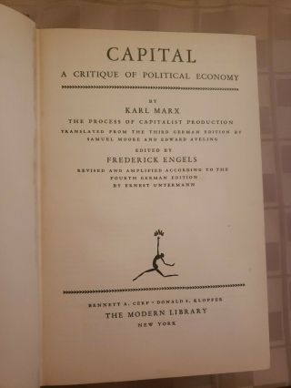 Modern Library Giant G26 CAPITAL Critique of Political Economy Karl Marx 1906 3