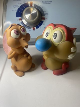 Ren And Stimpy Water Squirting Spitball Toys Vintage Rare Pair