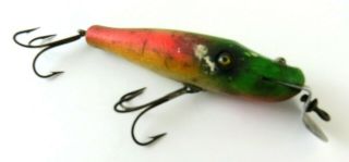 Creek Chub Bait Baby Pikie Minnow Glass Eye Wood Fishing Lure,  Rainbow Fire