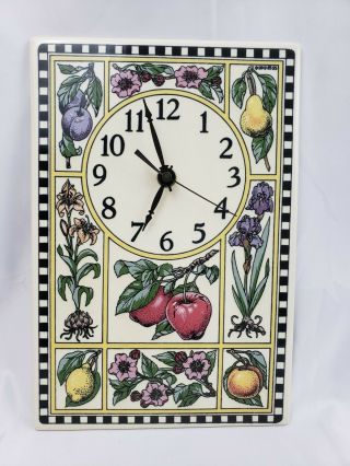Vintage Santa Barbara Ceramic Design Fruit Flower Wall Tile Clock Sbcd 89 Ss