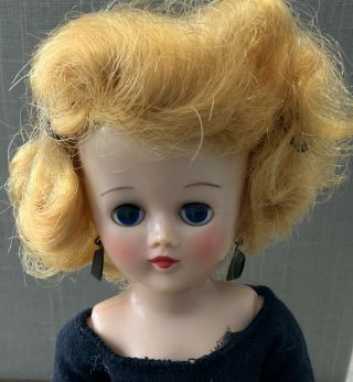 Vintage 1957 Vogue Jill Doll 10 " Blonde Angle Cut Hair,  Black Leotard Htf Scarf