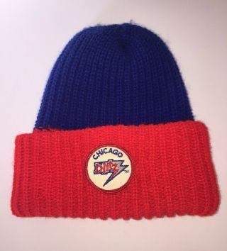 Vintage Chicago Blitz Usfl Football Knit Winter Ski Beanie Hat Stocking Cap
