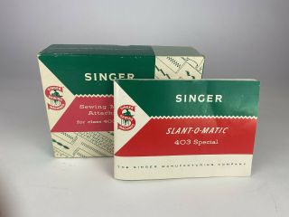 Vtg Singer Sewing Machine Attachments For Class 403 Box