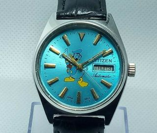 RARE MICKY MOUSE VINTAGE CITIZEN AUTOMATIC 21 JEWELS DAY DATE MEN ' S WRIST WATCH 2