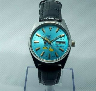 RARE MICKY MOUSE VINTAGE CITIZEN AUTOMATIC 21 JEWELS DAY DATE MEN ' S WRIST WATCH 3