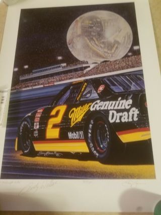 Rusty Wallace Sam Bass Lithograph Limited Edition Signed And Numbered Of 500