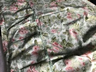 Vintage Laura Ashley Cottage Rose Pink Roses Fabric Shower Curtain W/ Valance