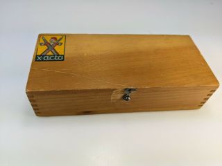 Vintage X - Acto Dovetail Box Wood Knife Tools Carpentry Display Xacto