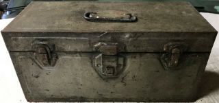 Antique Vintage Union Steel Utility Tool Chest - Box - Gray 2