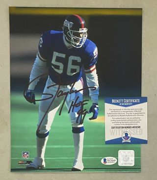 Lawrence Taylor " Hof 1999 " Signed 8x10 Photo Beckett Bas Giants Auto