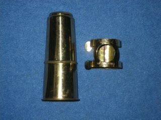 Vintage Selmer Paris 2 Screw Brass Tenor Saxophone Ligature & Mouthpiece Cap