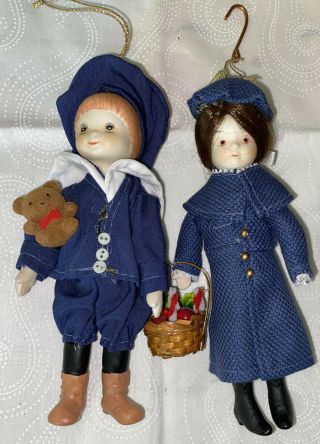 Vintage Kurt Adler Edwardian Doll Ornaments 1983 Boy And Girl 21
