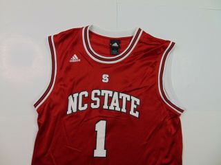 Vtg Adidas Men L North Carolina NC State Basketball Jersey Red College 1 Signed 2