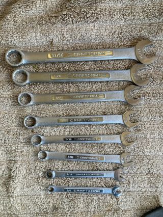 Vintage Craftsman Sae Combination Wrench Set,  8 Piece - Made In Usa - V - Or - Vv -