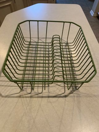 Vtg Rubbermaid Coated Wire Olive Green Dish Drainer Drying Rack Mid Century Rare