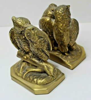 Vintage Philadelphia Manufacturing Co.  Hand Cast Brass Owls Bookends