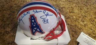 Billy " White Shoes " Johnson Autographed/signed Oilers Mini Helmet Tristar