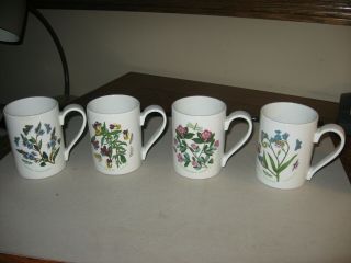 Vintage Portmeirion Botanic Garden Set Of Four 12 Ounce Coffee Mugs