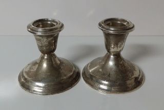 Vintage Pair Gorham Sterling Silver Weighted Candlestick Holders 838