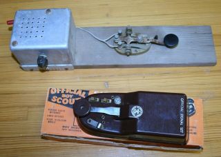 Vintage Official Boy Scout Signal Set Morse Code 1096,  Instruction,  Homemade