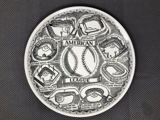 Vtg 50’s “american League” Baseball Ceramic Plate “classic Eight” Teams W/parks