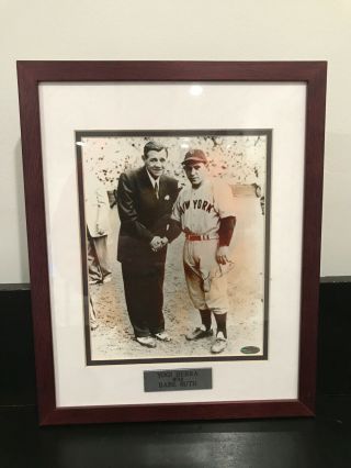 Yogi Berra Signed 11x14 Babe Ruth 1948 Photo Framed Yankees Auto Holo